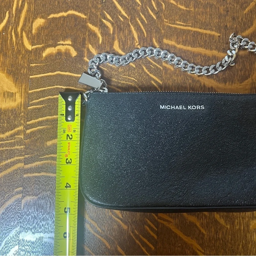 Michael Kors Black Sparkly Leather Chain Small Shoulder Bag